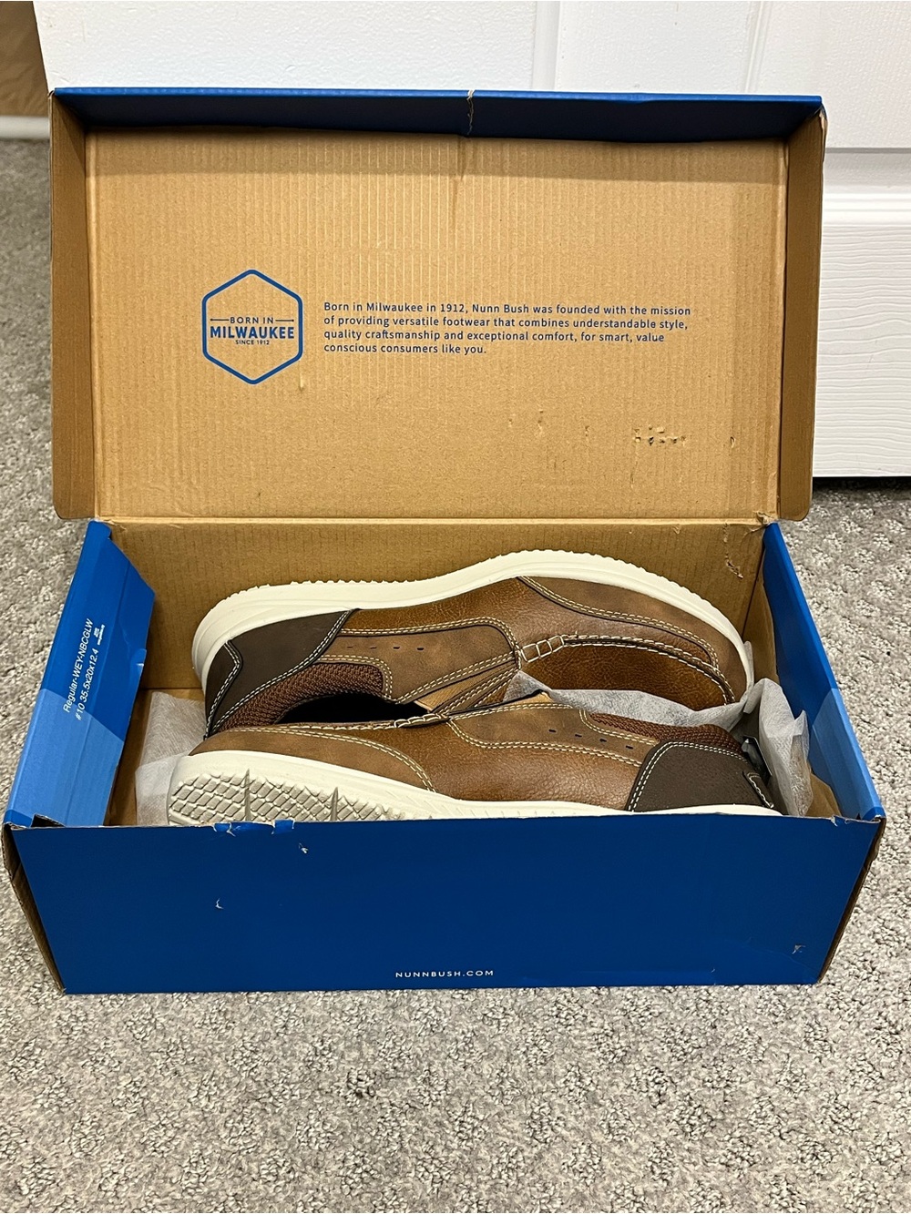 Nunn Bush Conway EZ Moc Toe Slip On Casual Shoes Tan Multi Size 10W